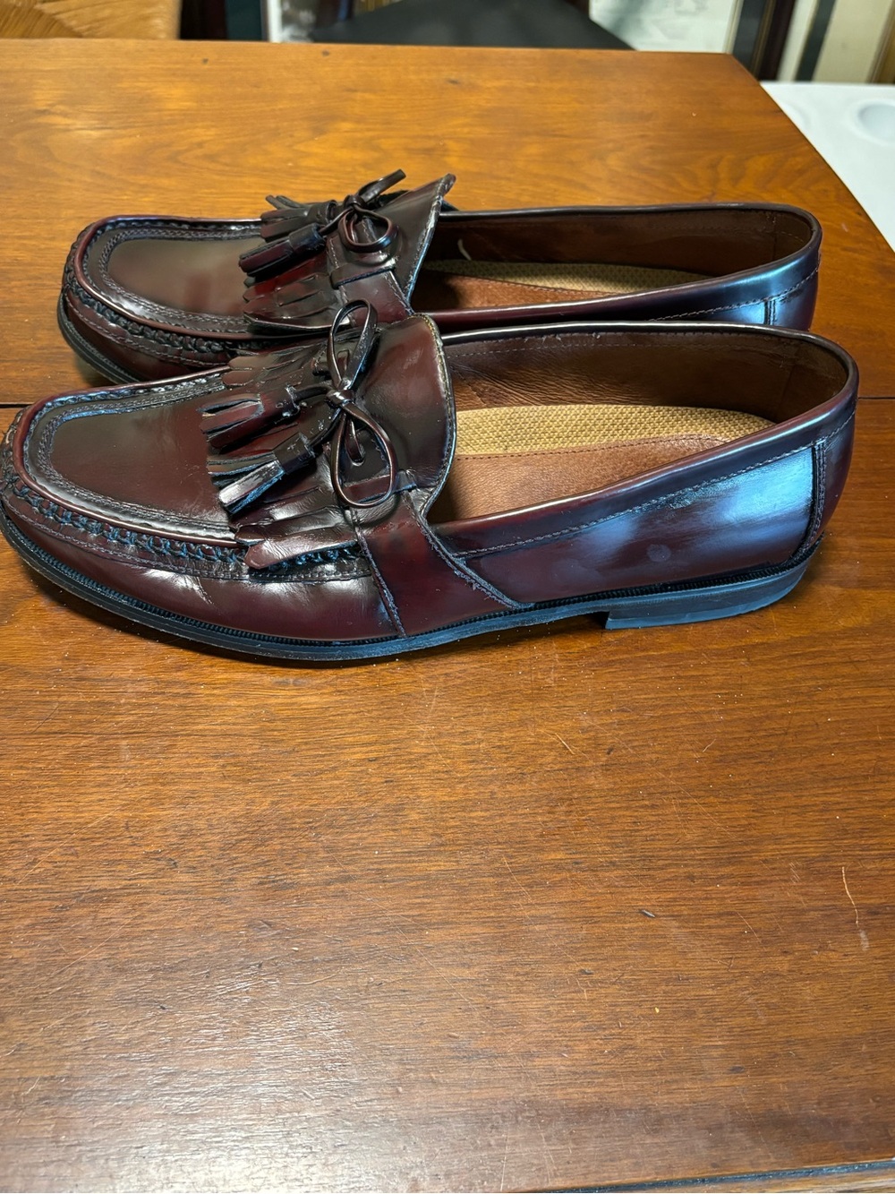 Johnston & Murphy Men’s Brown Leather Tassel Slip On Dress Loafers Square Toe - Picture 4 of 10
